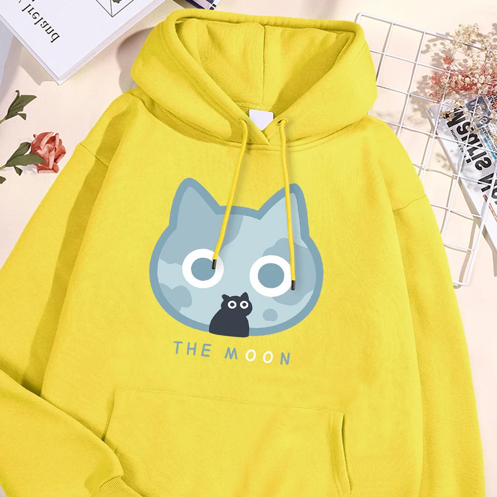 The Moon Blue Cat Hoodie