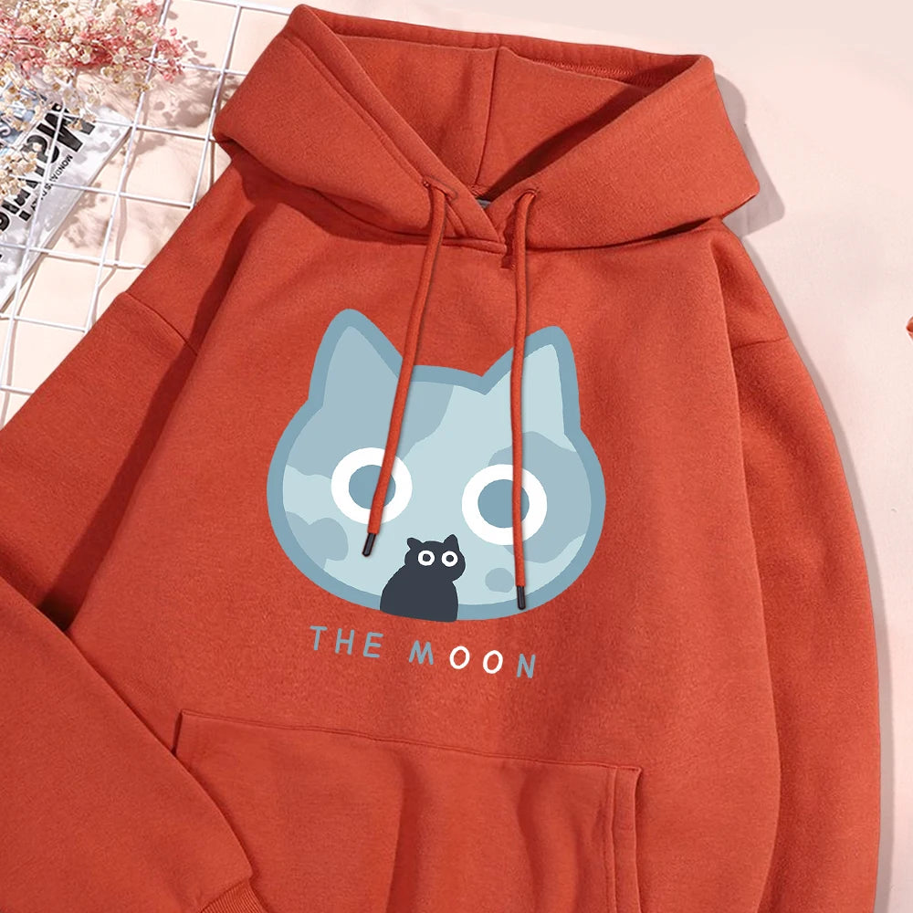 The Moon Blue Cat Hoodie